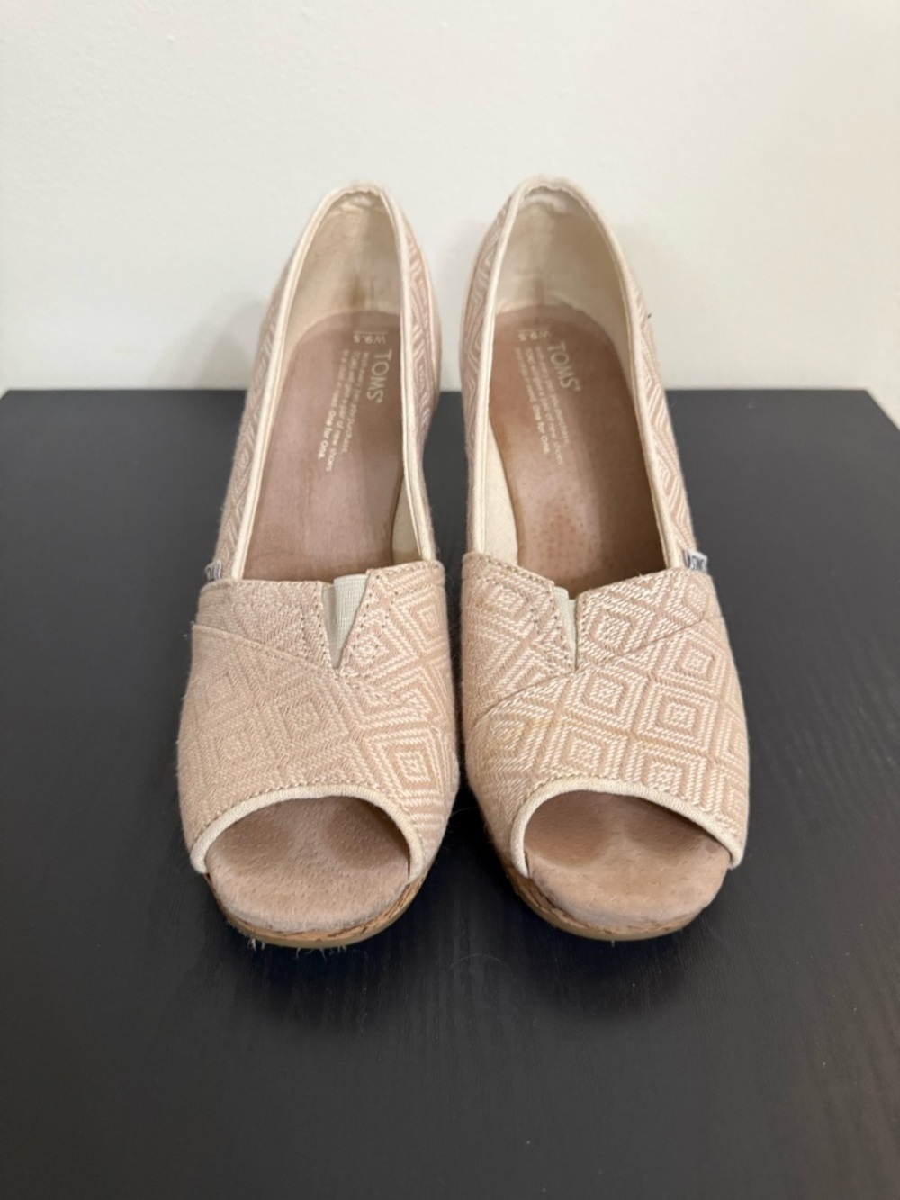 Toms Stella Cream Woven Cork Wedge Heels Espadrilles Sandals Women's Size 9.5 - Picture 2 of 7